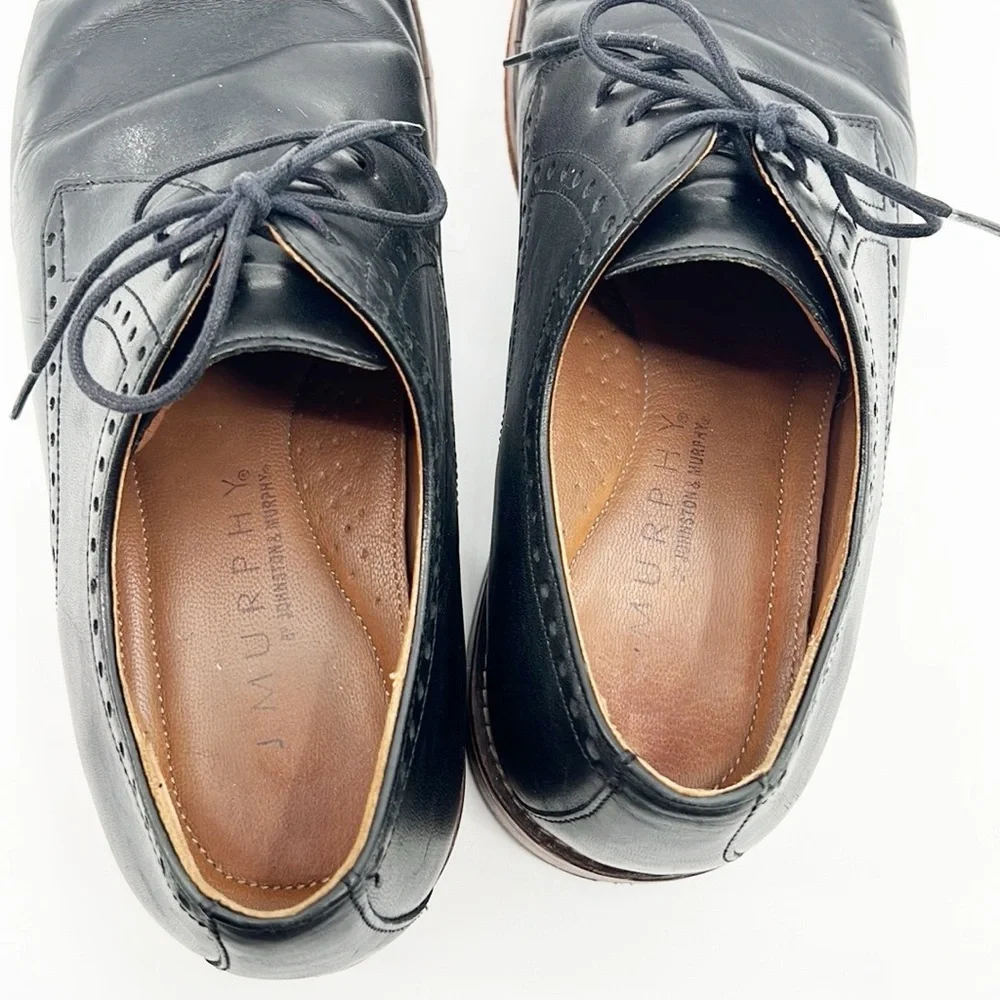 Johnston & Murphy Leather Conard Cap Toe Oxfords Black size 9.5